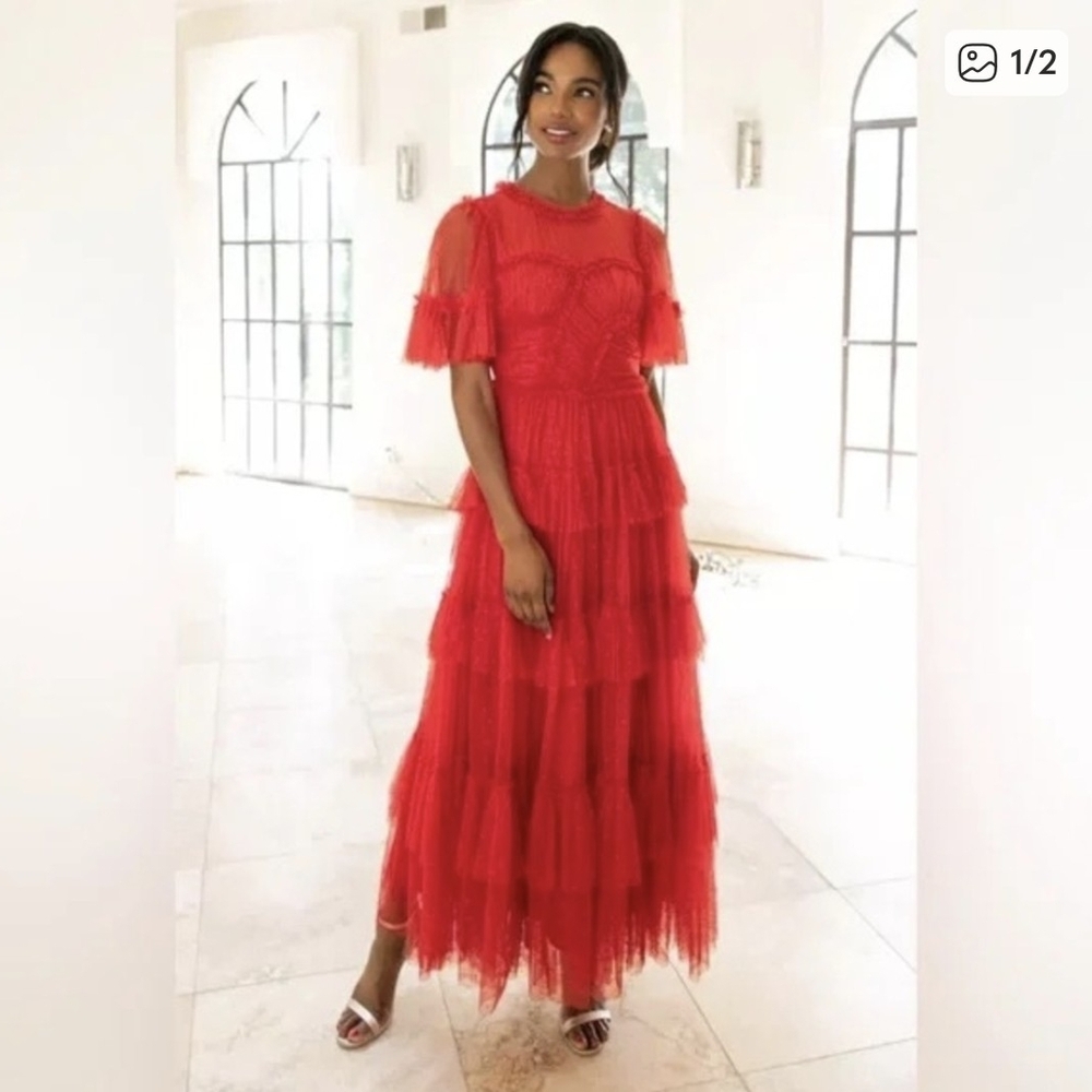 Ivy City Co Whimsical Dress In Red